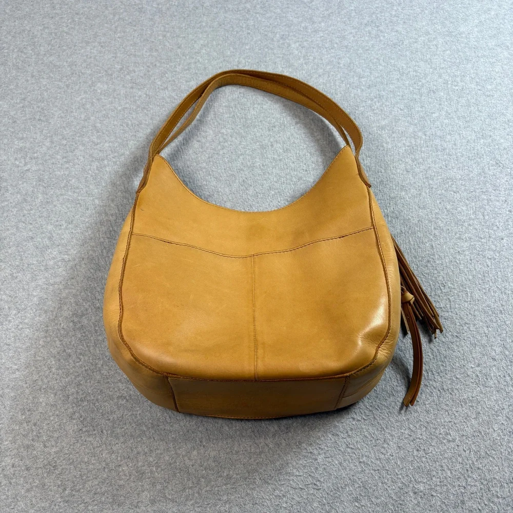 Margot Leather Hobo Purse Women Tan Large Slouch Shoulder Tassel Boho Heritage
